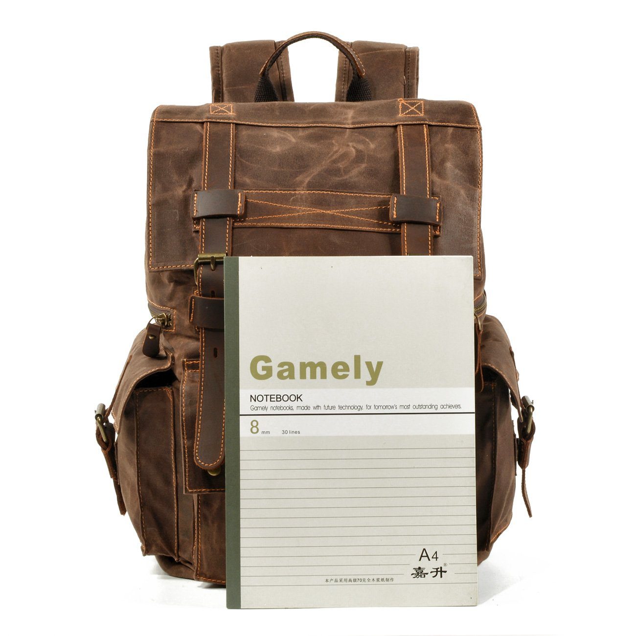 Canvas Tasche – Vintage Rucksack mit Laptopfach & Kordelzug