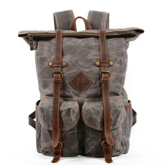 Canvas Hipster Backpack 25L aus Canvas & Leder – Boho Vintage Rucksack KREUZBERG