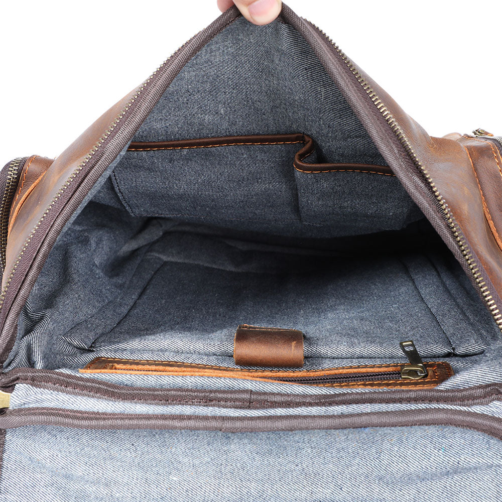 Echter Leder-Laptop-Rucksack – Vintage-Rucksack für Beruf und Reise