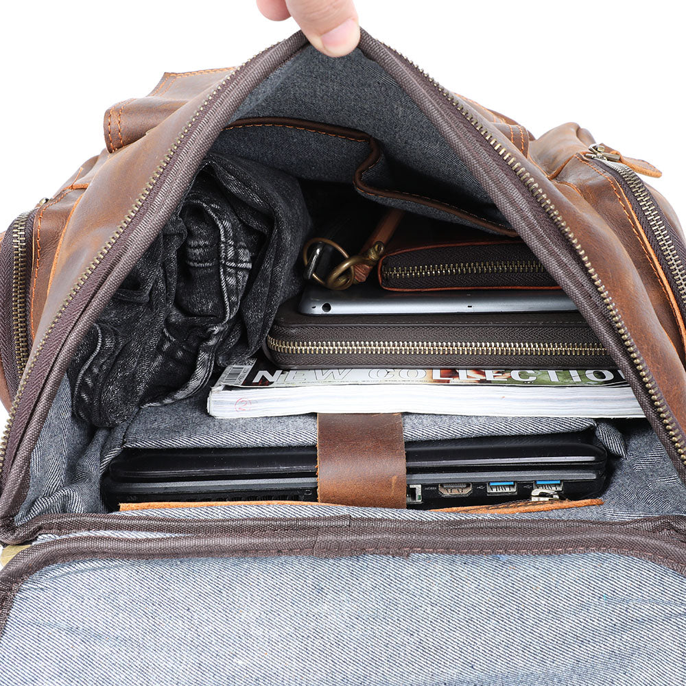 Echter Leder-Laptop-Rucksack – Vintage-Rucksack für Beruf und Reise