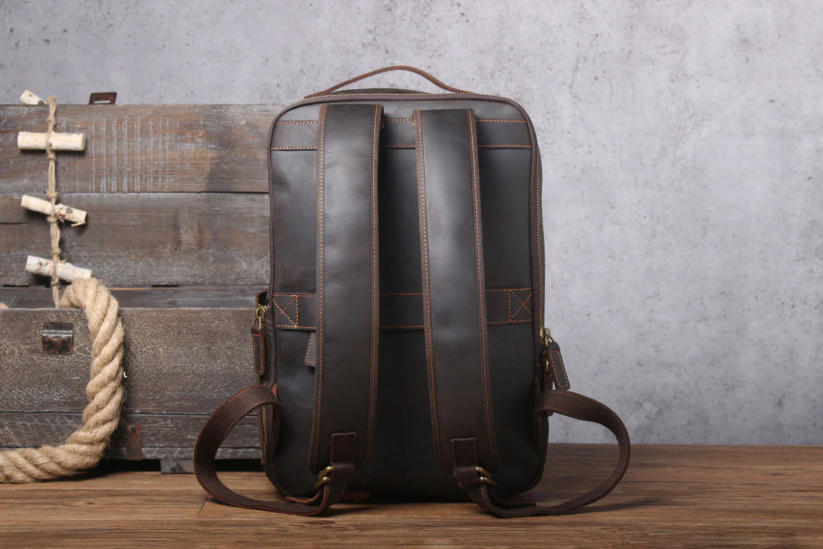 Leder-Laptop-Rucksack im Vintage-Stil – Robust & Elegant