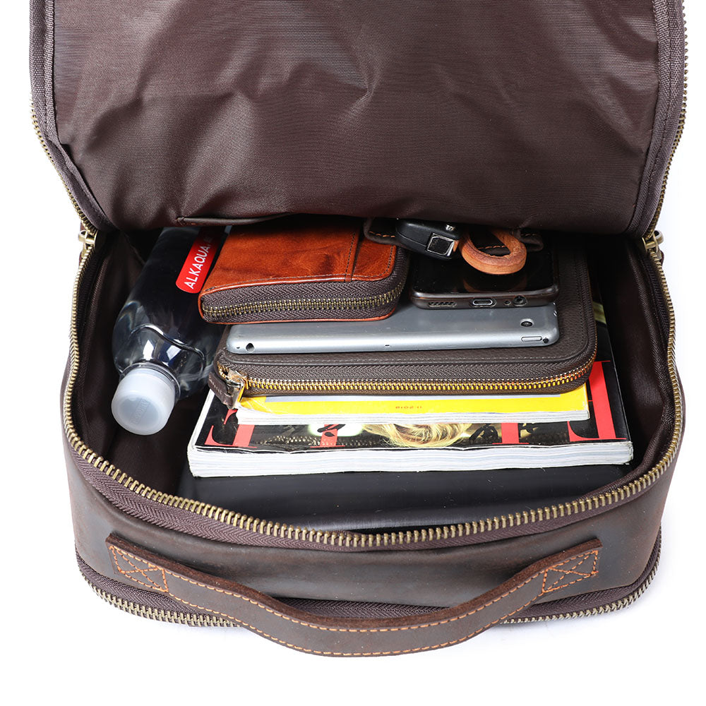 Leder-Laptop-Rucksack im Vintage-Stil – Robust & Elegant