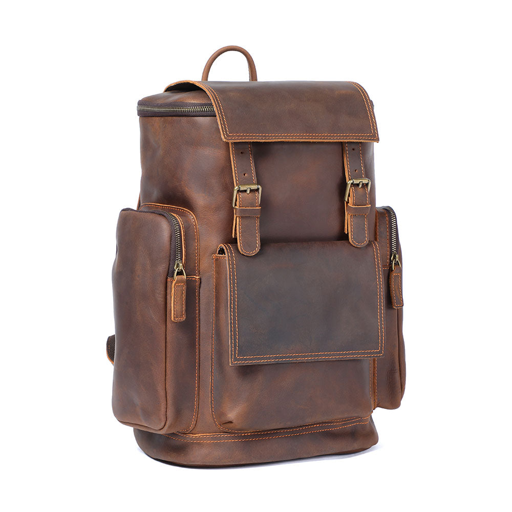 Echter Leder-Laptop-Rucksack – Vintage-Rucksack für Beruf und Reise