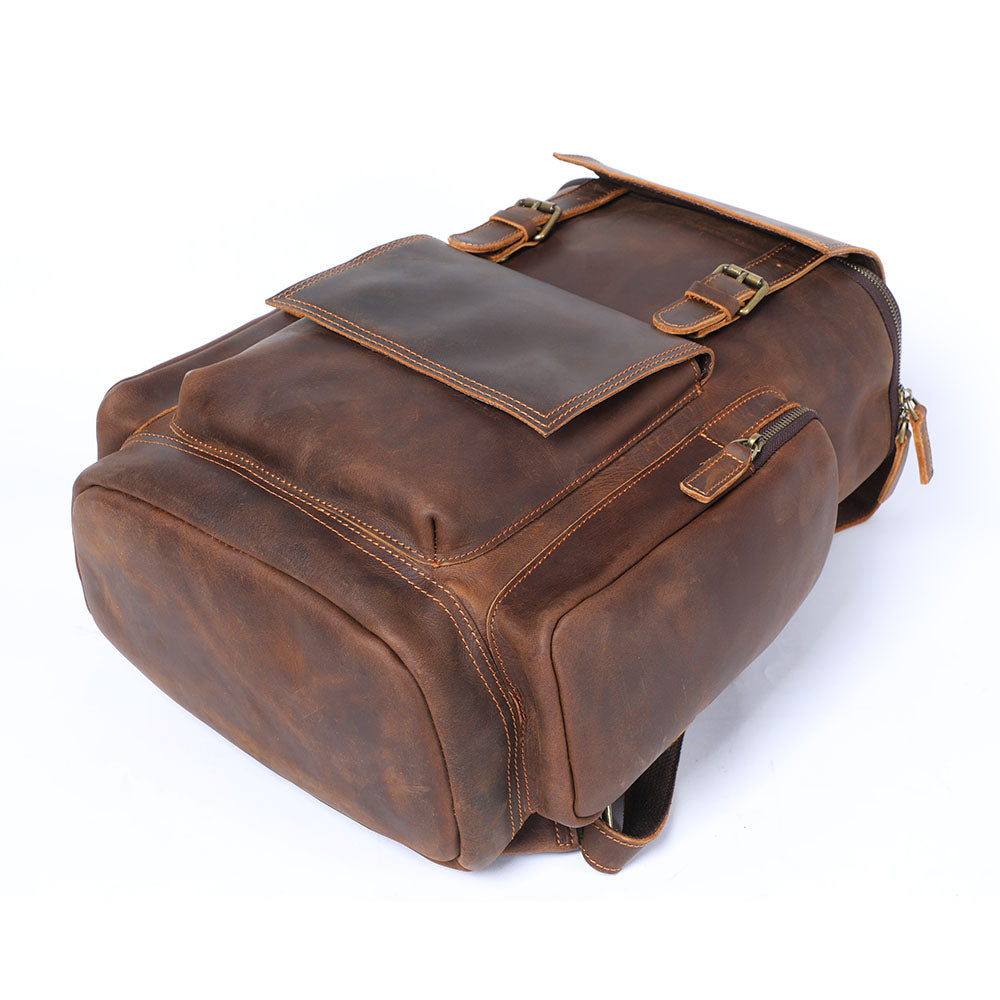 Echter Leder-Laptop-Rucksack – Vintage-Rucksack für Beruf und Reise