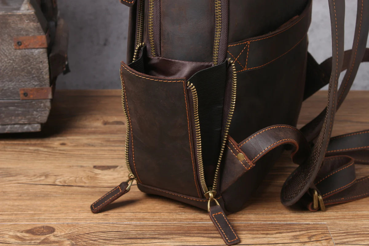 Leder-Laptop-Rucksack im Vintage-Stil – Robust & Elegant