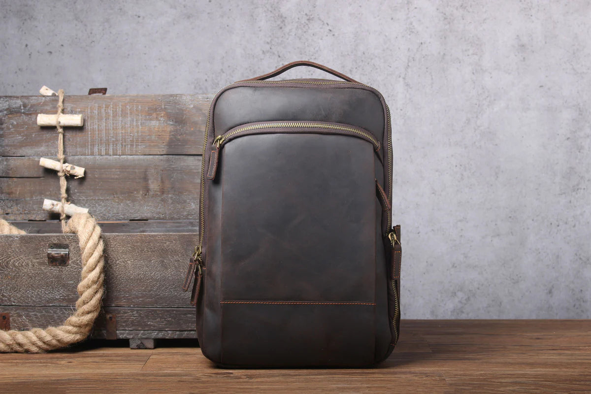 Leder-Laptop-Rucksack im Vintage-Stil – Robust & Elegant