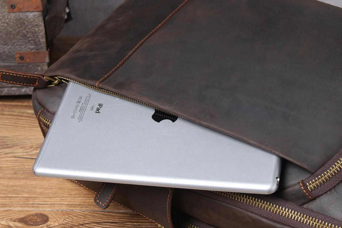 Leder-Laptop-Rucksack im Vintage-Stil – Robust & Elegant