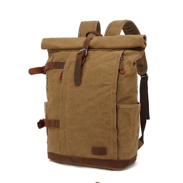 Vintage Rucksack Herren – Canvas Rucksack mit Lederdetails