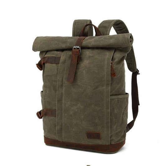 Vintage Rucksack Herren – Canvas Rucksack mit Lederdetails 20L