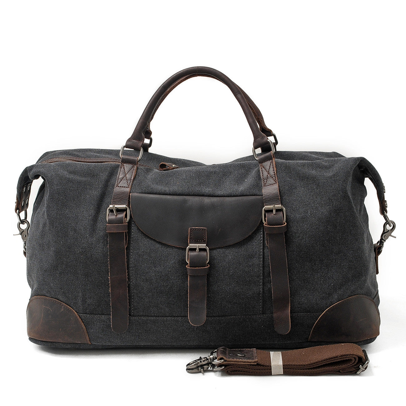 Vintage Canvas Weekender – Reisetasche mit Lederdetails, 56 L