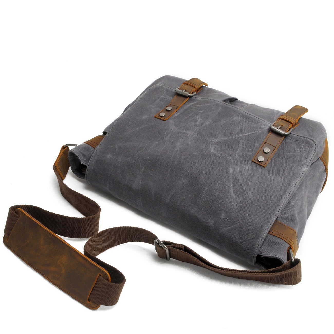 Vintage-Messenger aus gewachstem Canvas & Leder 12.5L, Magnetverschluss, gepolstertes Fach & smarte Fächer – leicht, robust, ideal für Alltag & Reisen.