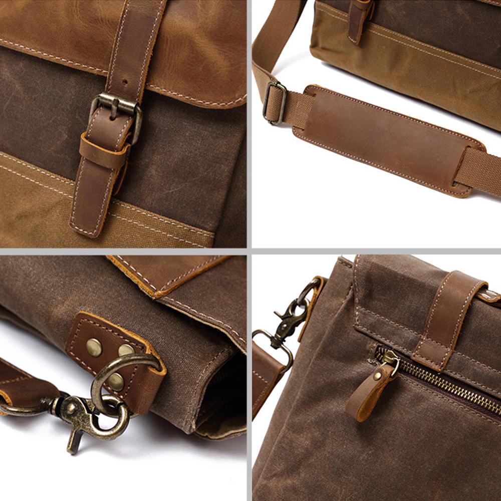 Canvas Tasche mit Lederriemen – Vintage Umhängetasche für Alltag & Reise
