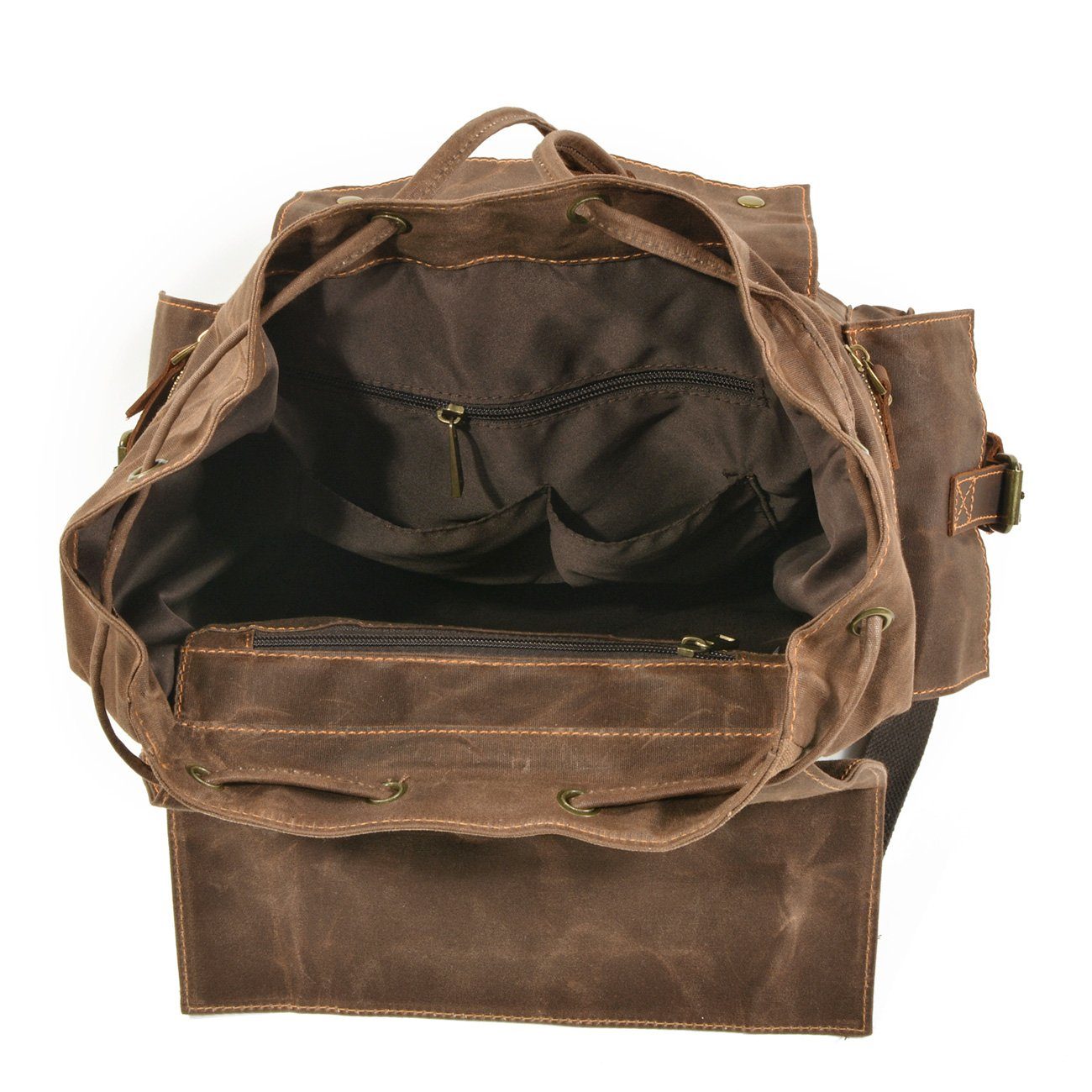 Canvas Tasche – Vintage Rucksack mit Laptopfach & Kordelzug