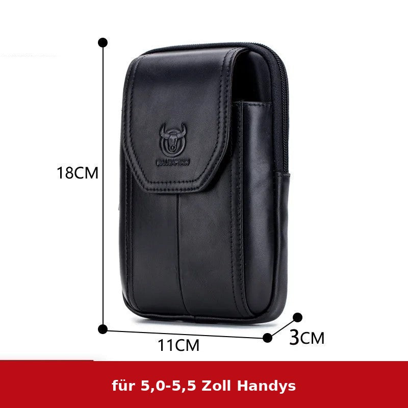 Leder-Gürteltasche Herren – Militär-Styl – Schwarz