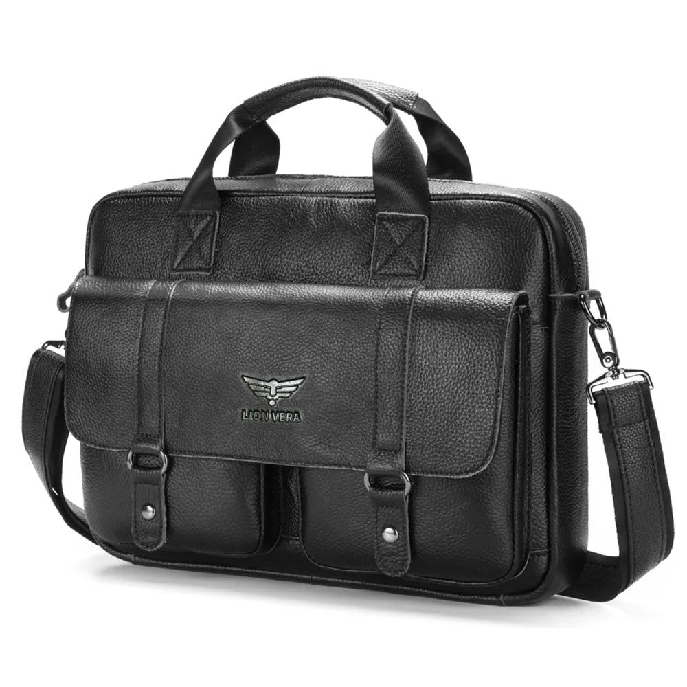 Aktentasche Leder Herren – 15,7 Zoll Lap – Schwarz