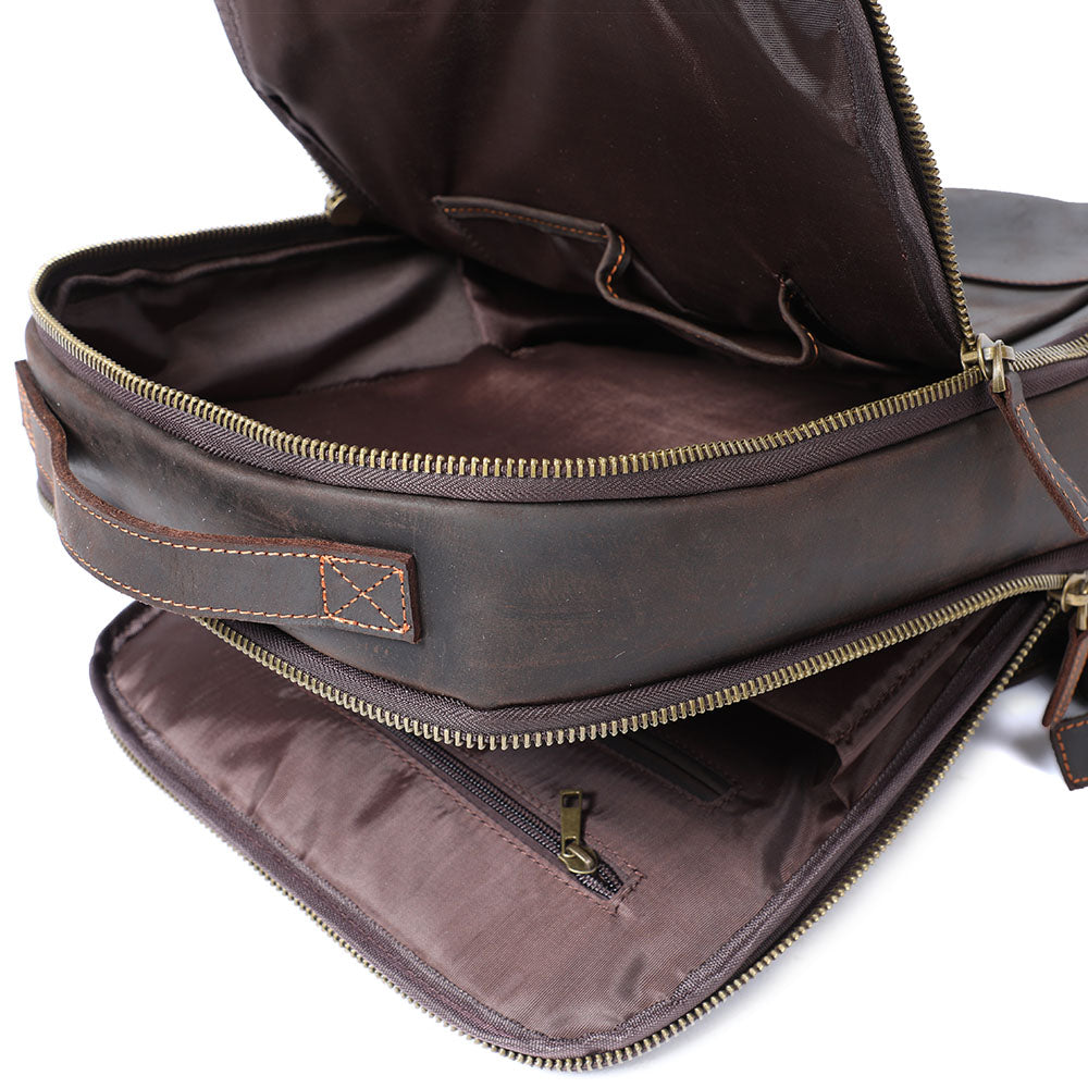 Leder-Laptop-Rucksack im Vintage-Stil – Robust & Elegant