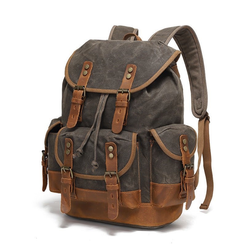 Vintage Rucksack Herren – Canvas Rucksack mit Lederdetails 20L