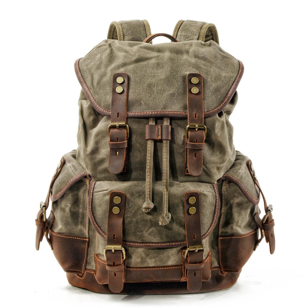 Vintage Rucksack Herren – Canvas Rucksack mit Lederdetails