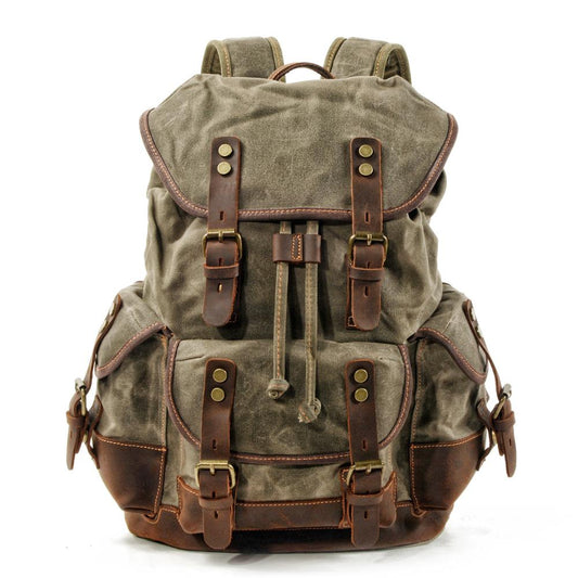 Vintage Rucksack Herren – Canvas Rucksack mit Lederdetails 20L