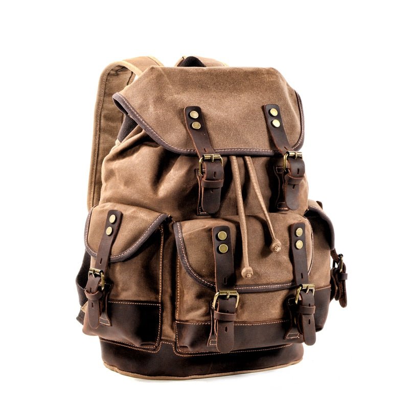 Vintage Rucksack Herren – Canvas Rucksack mit Lederdetails
