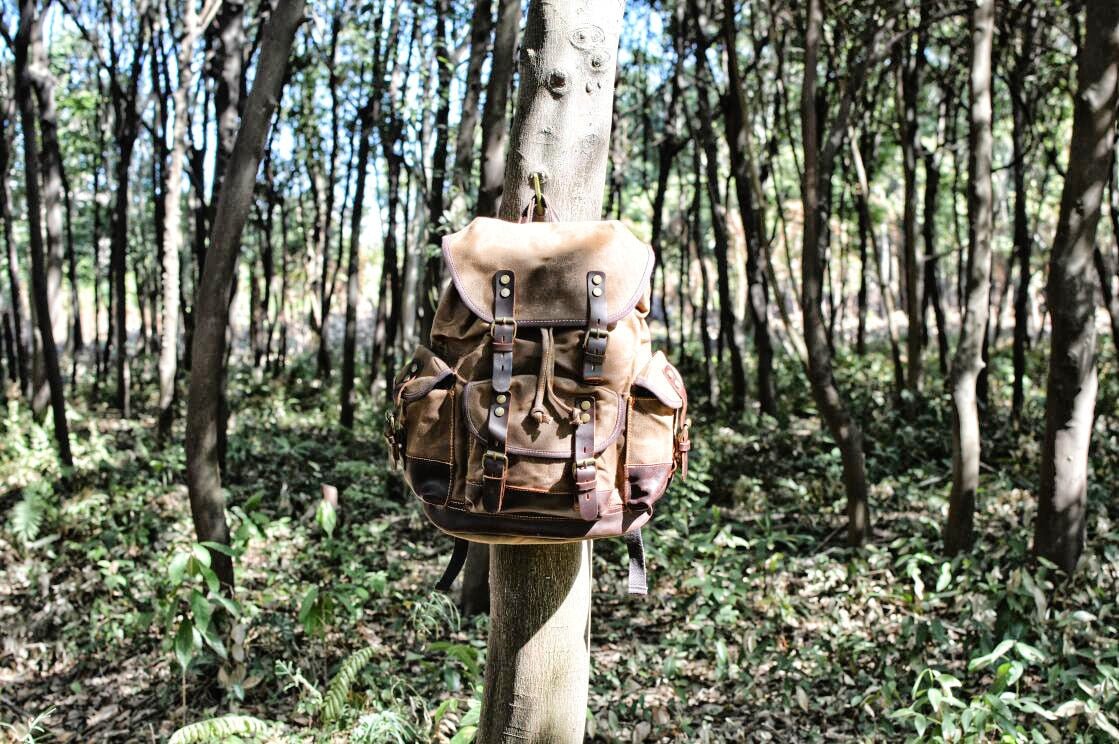 Vintage Rucksack Herren – Canvas Rucksack mit Lederdetails
