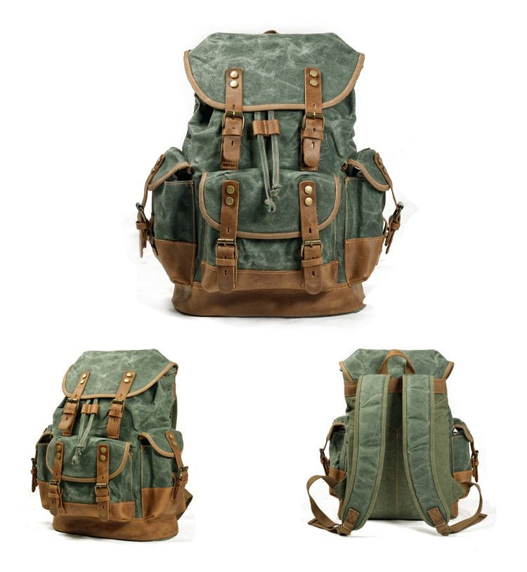 Vintage Rucksack Herren – Canvas Rucksack mit Lederdetails