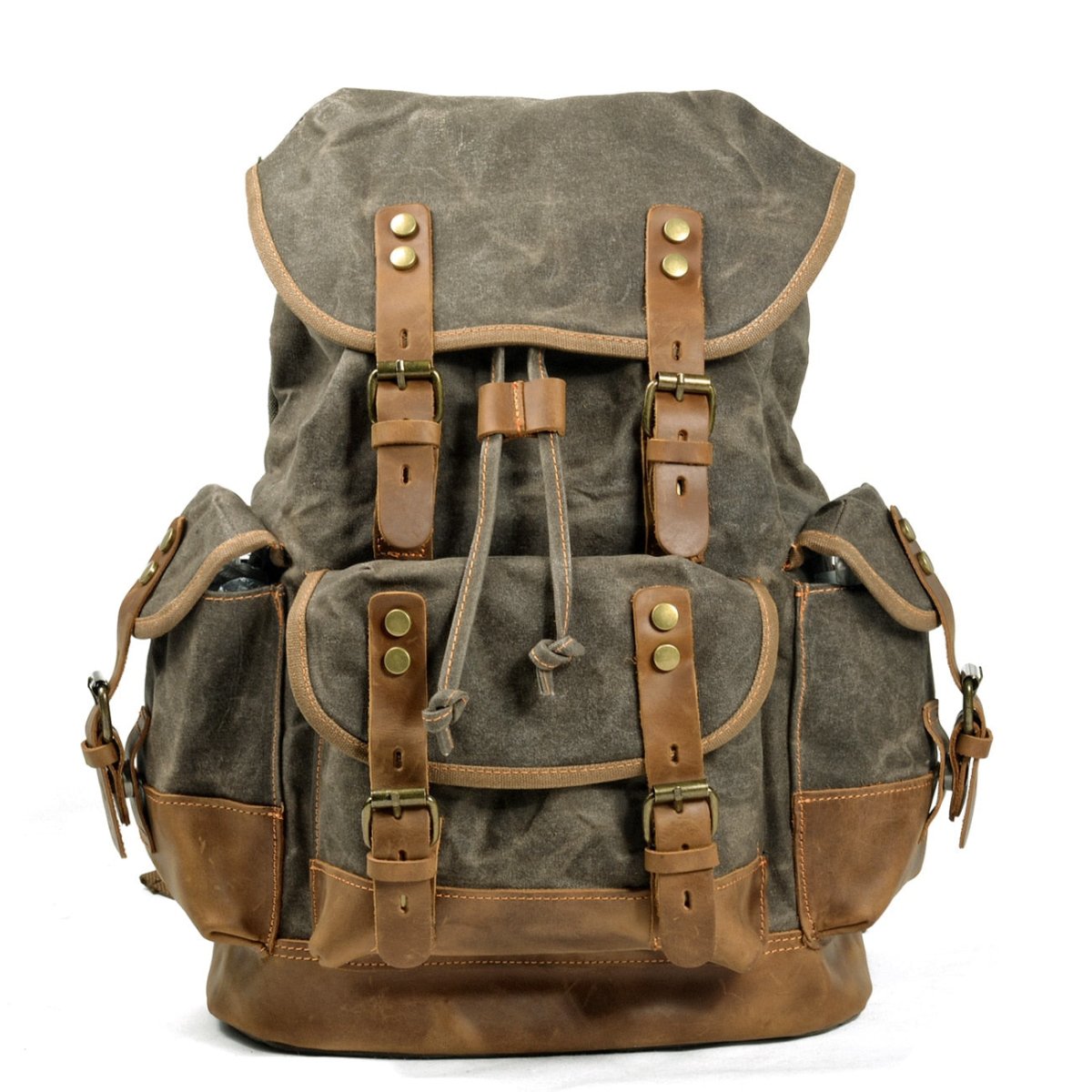Vintage Rucksack Herren – Canvas Rucksack mit Lederdetails