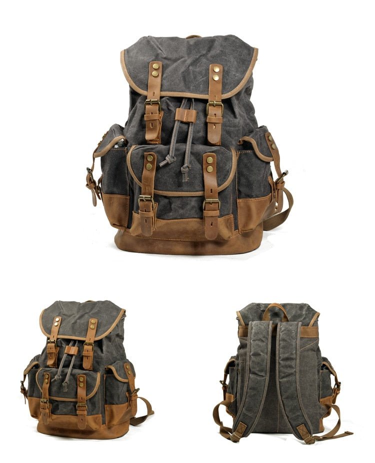 Vintage Rucksack Herren – Canvas Rucksack mit Lederdetails