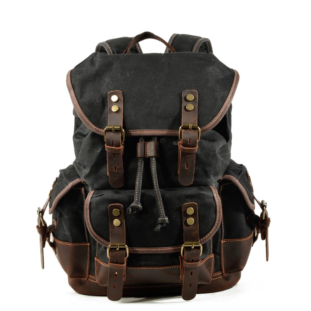 Vintage Rucksack Herren – Canvas Rucksack mit Lederdetails