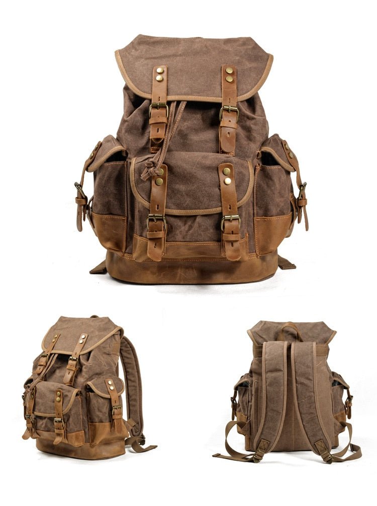 Vintage Rucksack Herren – Canvas Rucksack mit Lederdetails