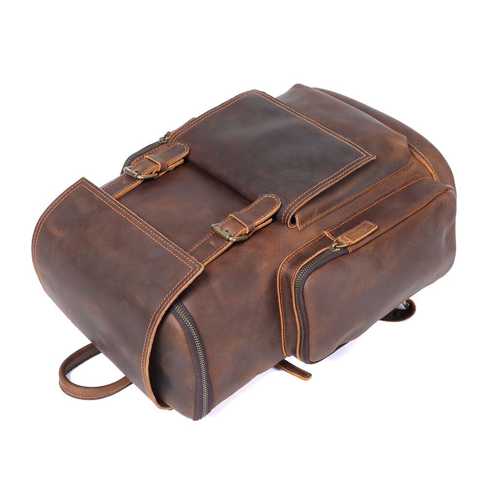 Echter Leder-Laptop-Rucksack – Vintage-Rucksack für Beruf und Reise