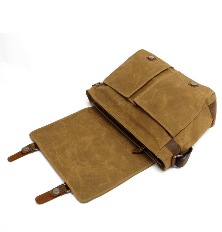 Vintage-Messenger aus gewachstem Canvas & Leder 12.5L, Magnetverschluss, gepolstertes Fach & smarte Fächer – leicht, robust, ideal für Alltag & Reisen.