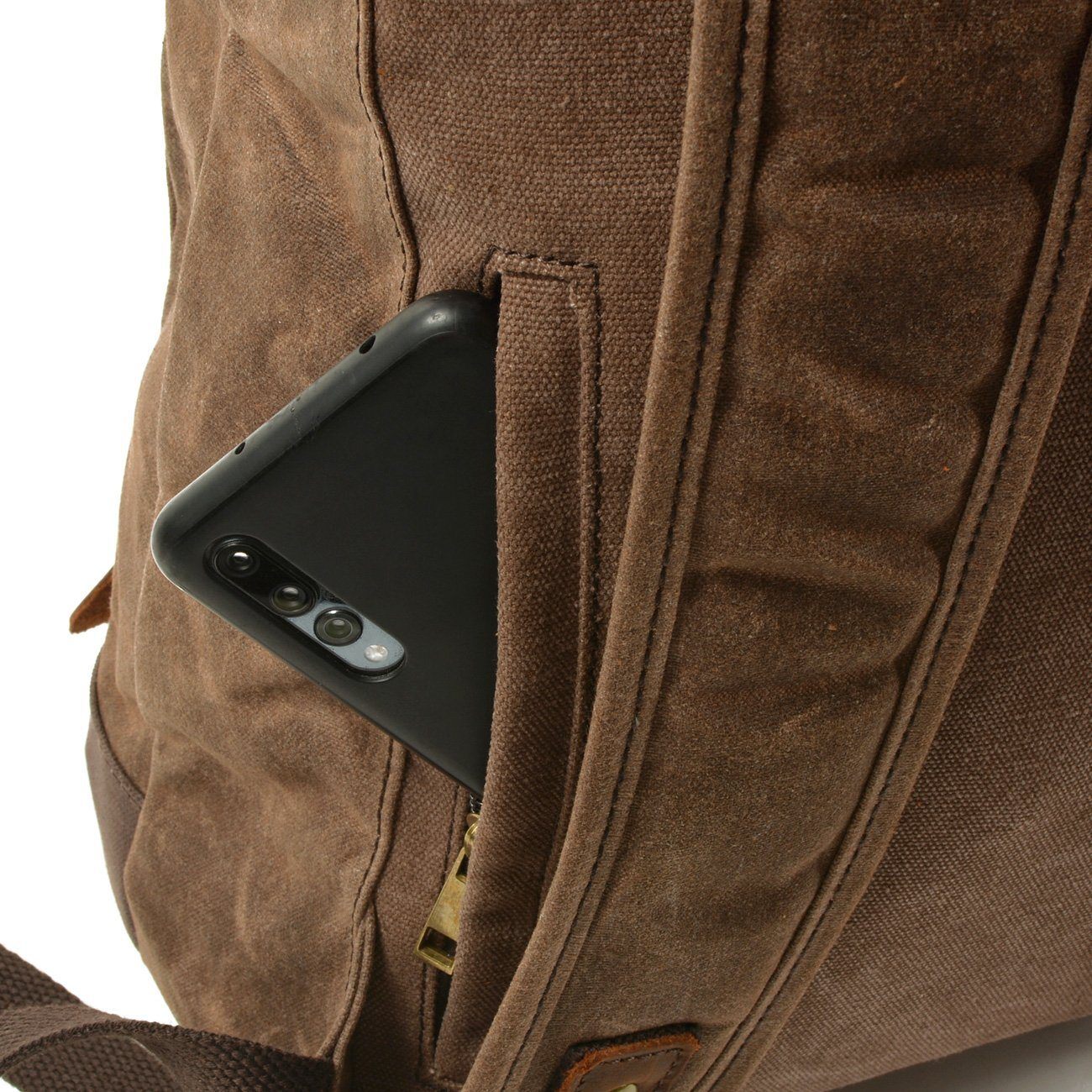 Vintage Rolltop Rucksack – Gewachstes Canvas & Lederdetails 20L