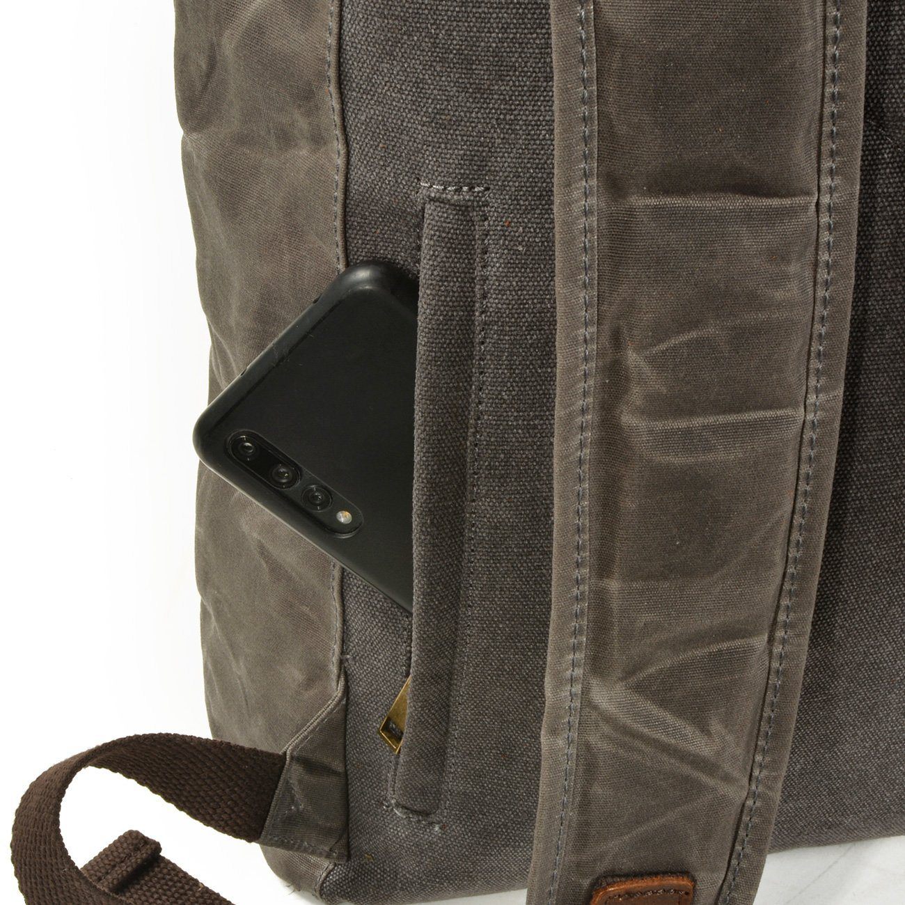 Vintage Rolltop Rucksack – Gewachstes Canvas & Lederdetails 20L
