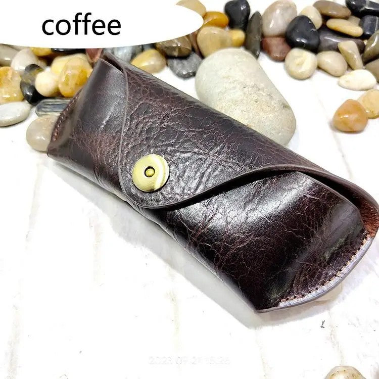 Gürteltasche mit Brillenetui aus Echtled – Kaffee