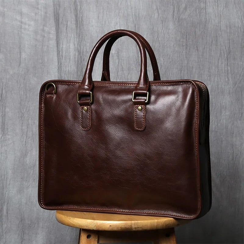 Aktentasche Leder Herren – 14 Zoll Lapto – Dunkelbraun