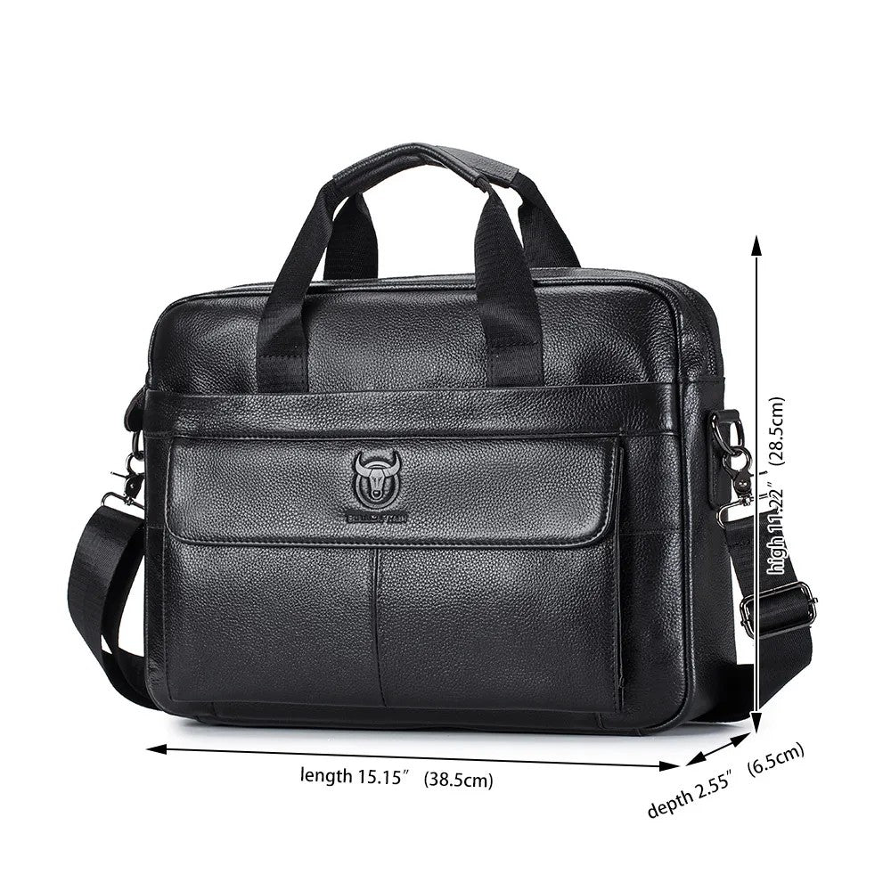 BULLCAPTAIN Aktentasche Leder – Laptop 1 – Schwarz