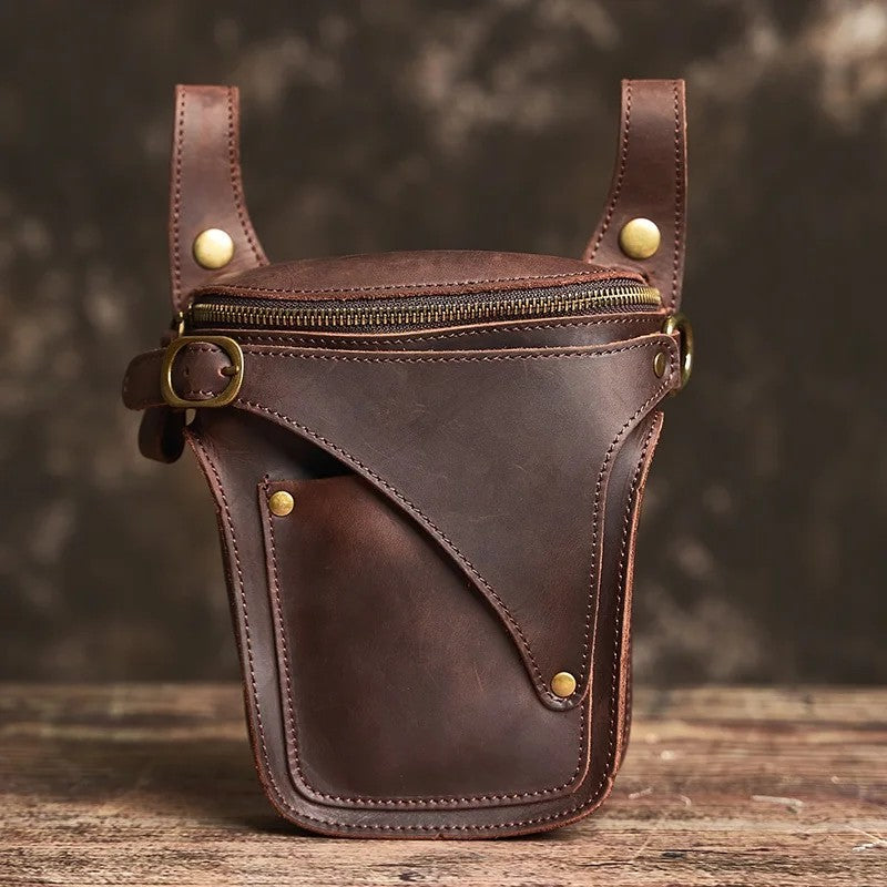 Gürteltasche Leder Vintage – Bauchtasche – Dunkelbraun
