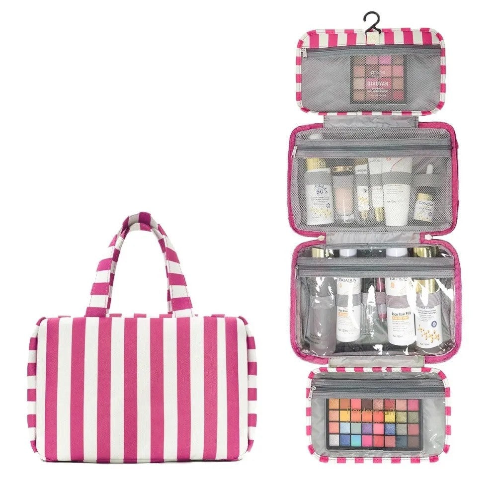 Kulturtasche zum Aufhängen – 4 Fächer mi – Pink