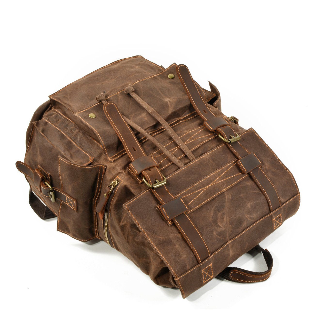 Canvas Tasche – Vintage Rucksack mit Laptopfach & Kordelzug