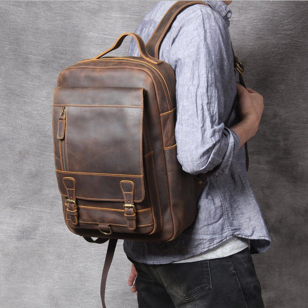 Leder Herren-Rucksack Moritz – Vintage-Rucksack in Hellbraun