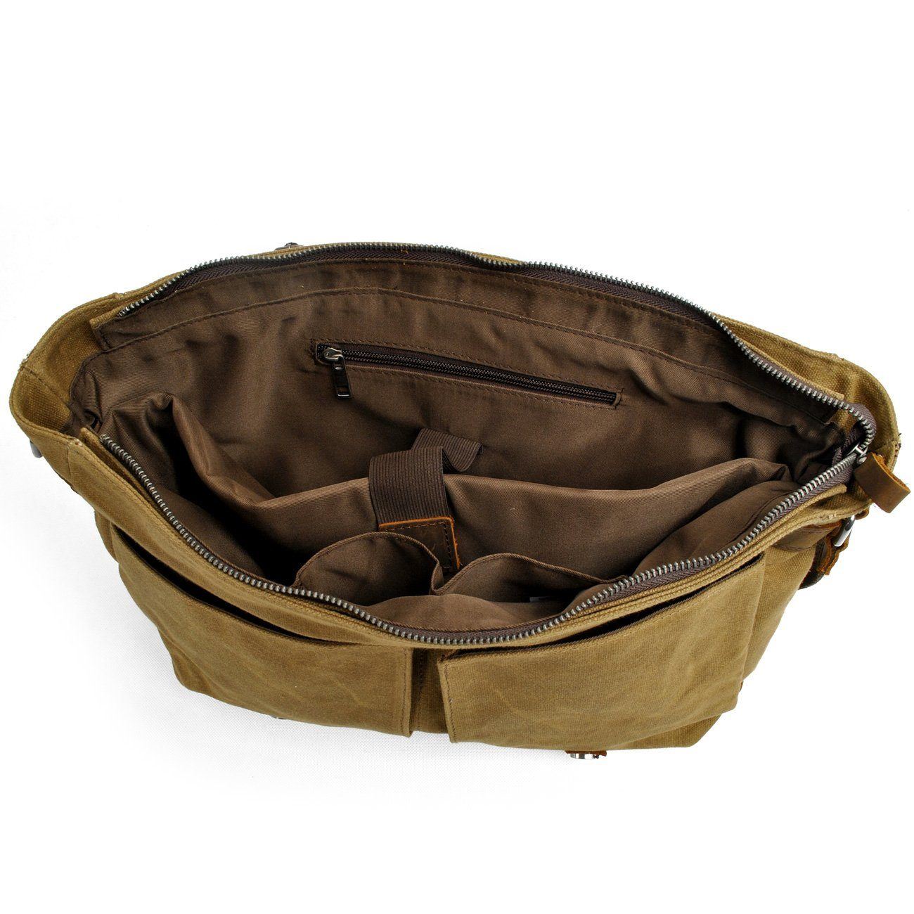 Vintage-Messenger aus gewachstem Canvas & Leder 12.5L, Magnetverschluss, gepolstertes Fach & smarte Fächer – leicht, robust, ideal für Alltag & Reisen.