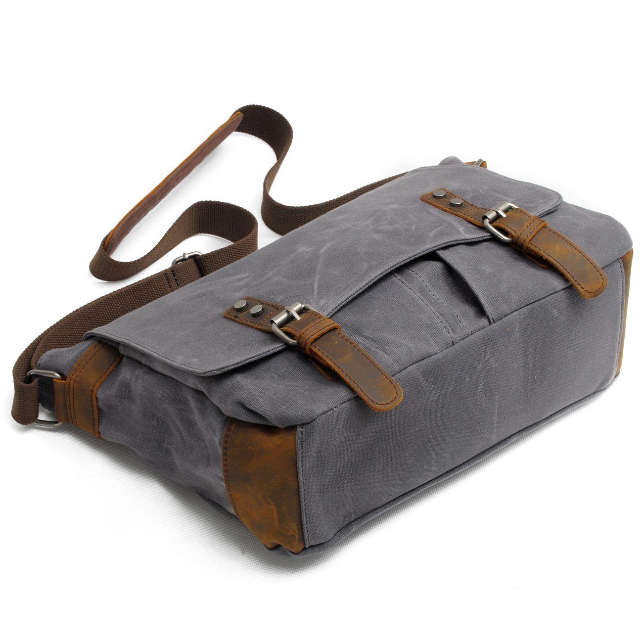 Vintage-Messenger aus gewachstem Canvas & Leder 12.5L, Magnetverschluss, gepolstertes Fach & smarte Fächer – leicht, robust, ideal für Alltag & Reisen.