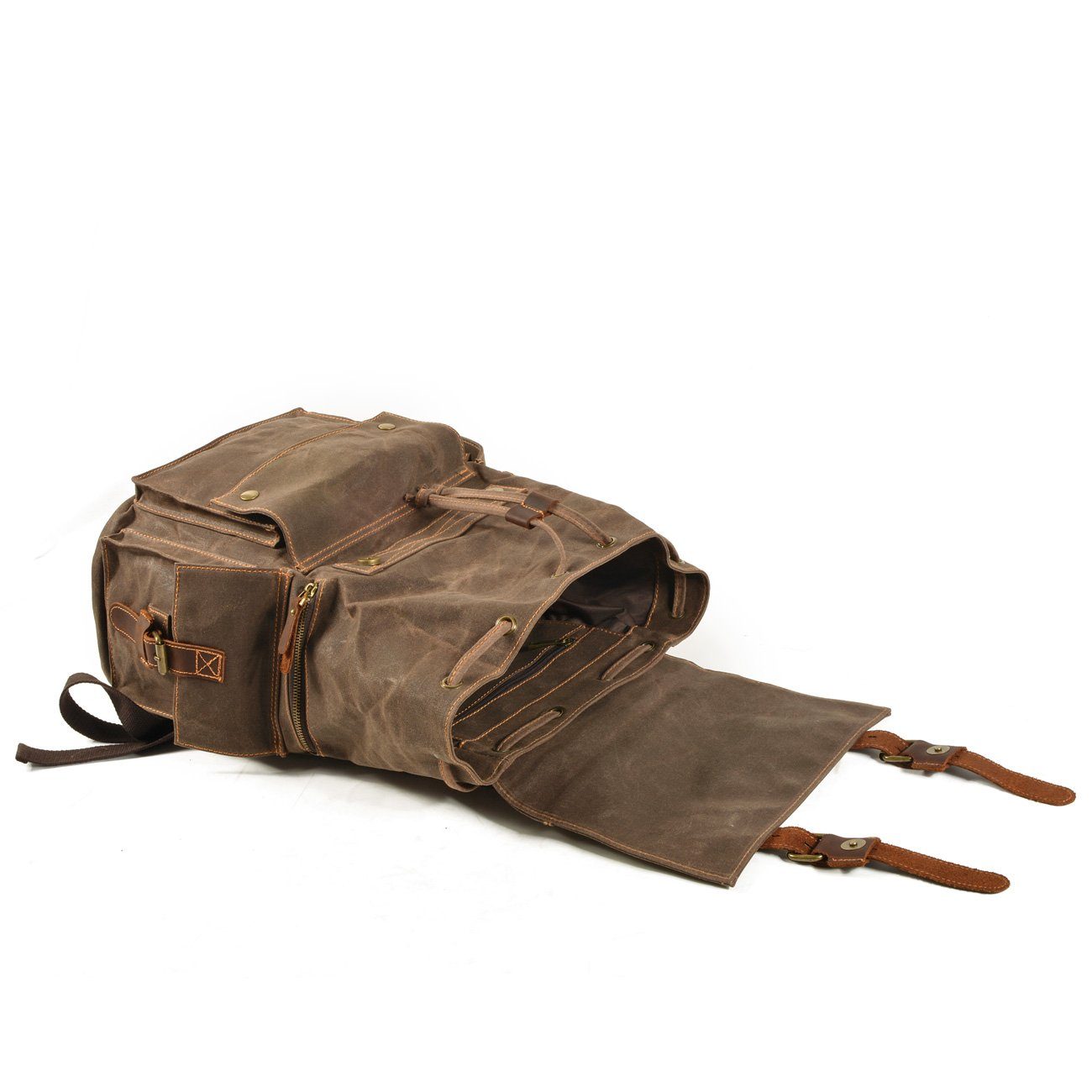 Canvas Tasche – Vintage Rucksack mit Laptopfach & Kordelzug