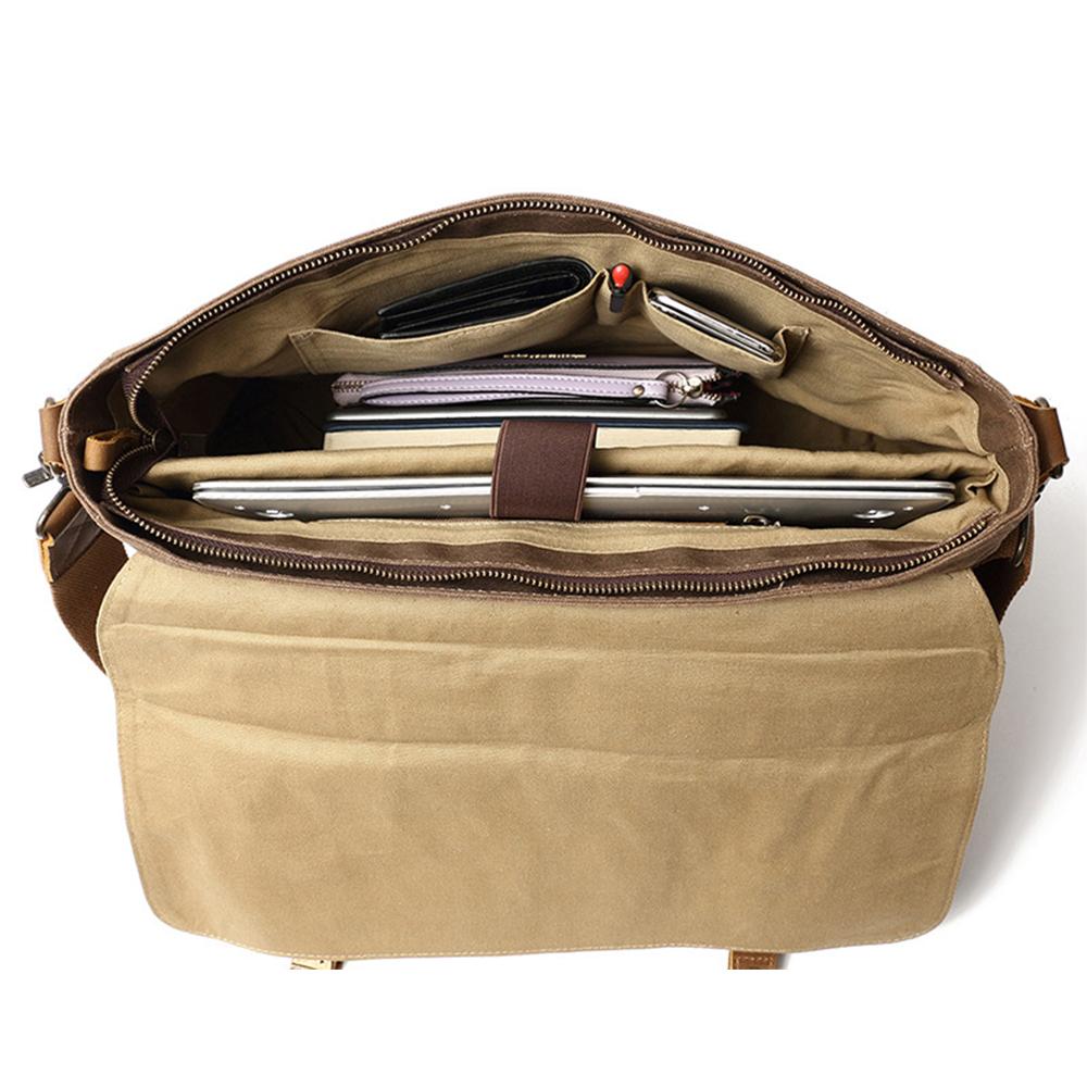 Canvas Tasche mit Lederriemen – Vintage Umhängetasche für Alltag & Reise
