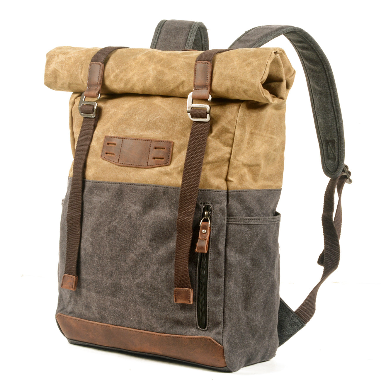 Canvas Tasche – Vintage Rucksack mit Rolltop & Laptopfach