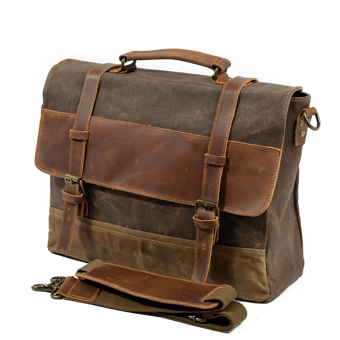 Canvas Tasche mit Lederriemen – Vintage Umhängetasche für Alltag & Reise