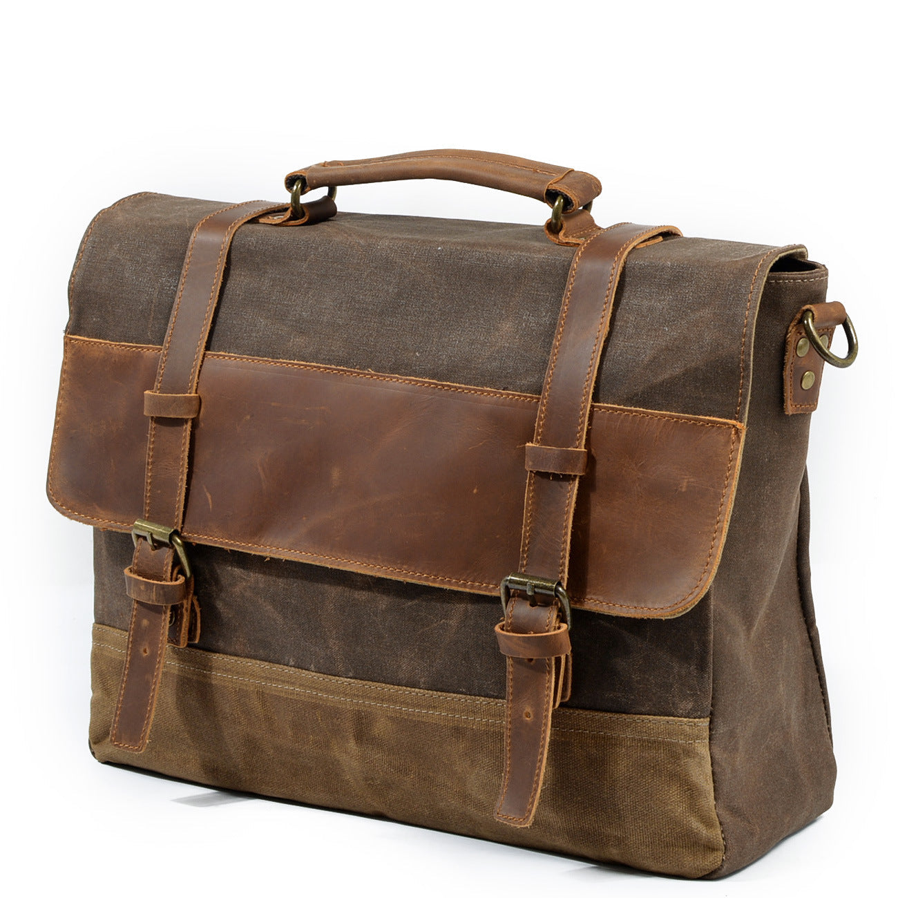 Canvas Tasche mit Lederriemen – Vintage Umhängetasche für Alltag & Reise