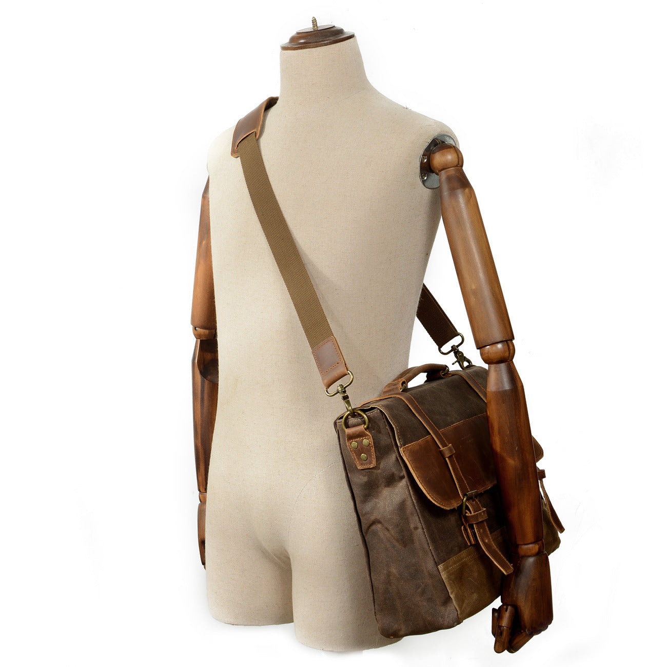 Canvas Tasche mit Lederriemen – Vintage Umhängetasche für Alltag & Reise