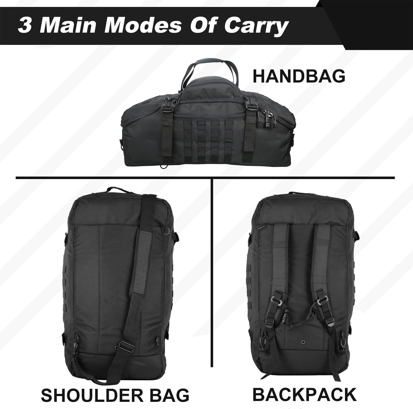 Robuste Reisetasche 3-in-1 mit MOLLE-System für Outdoor & Sport